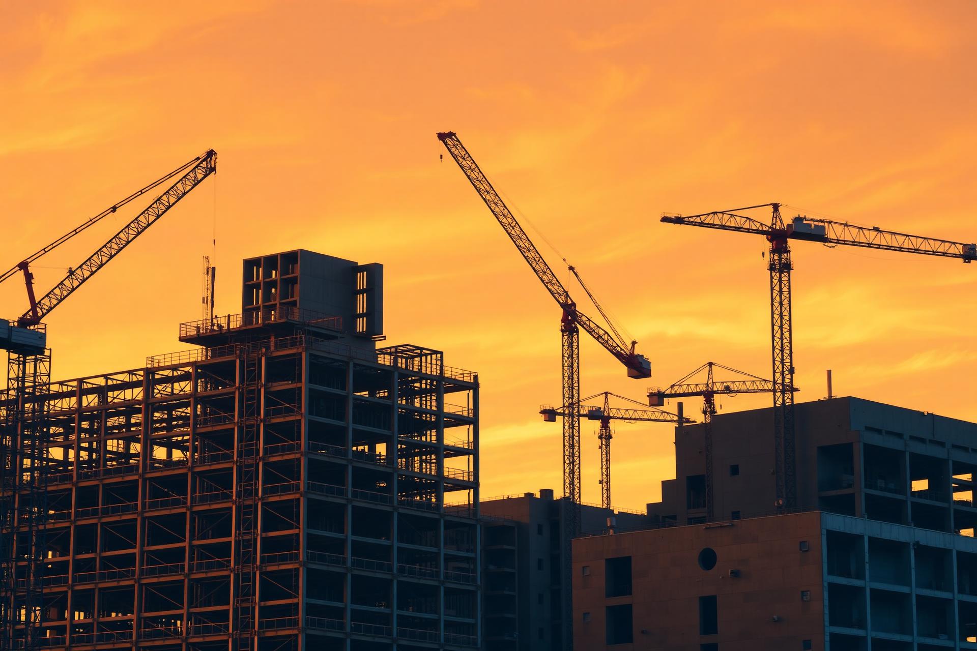 Construction site at golden hour